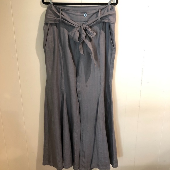 Saopaulo Bell Bottom Linen Pants Size 10 - Picture 1 of 8
